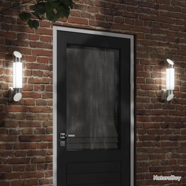 Appliques murales d'extrieur 2pcs argent acier inoxydable alsavelo