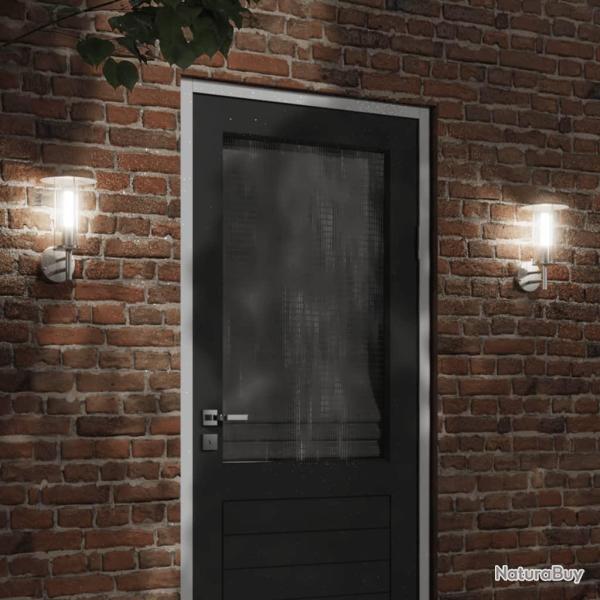 Appliques murales d'extrieur 2pcs argent acier inoxydable alsavelo