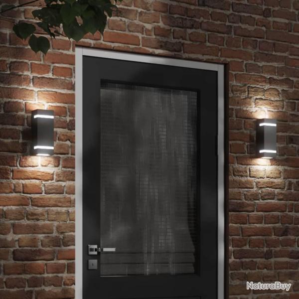Appliques murales d'ext�rieur 2 pcs noir acier inoxydable