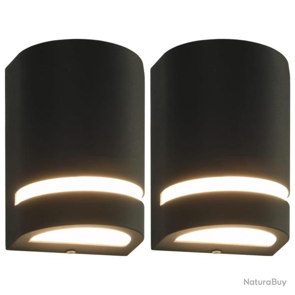 Appliques murales d'ext�rieur 2 pcs 35 W Noir Demi-rond