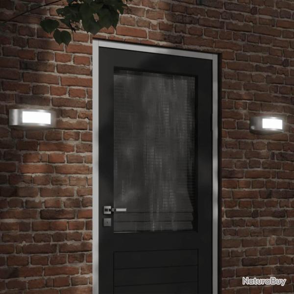 Appliques murales d'ext�rieur 2pcs argent� acier inoxydable alsavelo