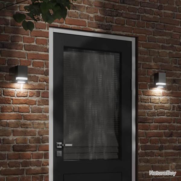 Appliques murales d'ext�rieur 2 pcs noir acier inoxydable