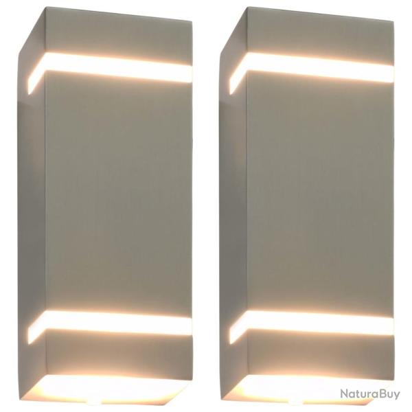 Appliques murales d'extrieur 2 pcs 35 W Argent Rectangulaire alsavelo