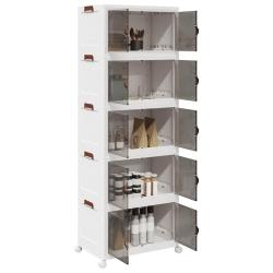 Bo&icirc;te de rangement empilable avec roues &agrave; 5 niveaux 75 L