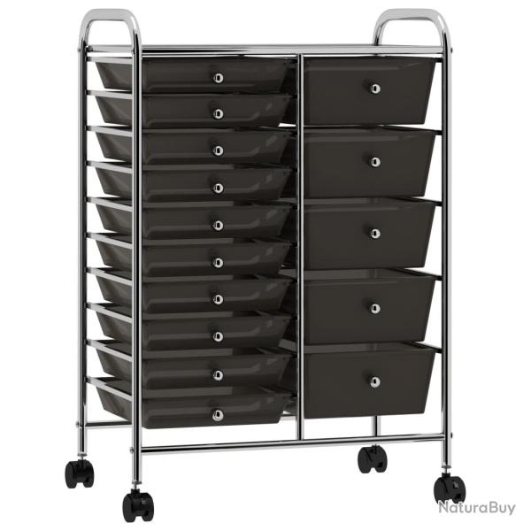 Chariot de rangement mobile � 15 tiroirs XXL Noir Plastique