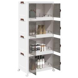 Bo&icirc;te de rangement empilable avec roues &agrave; 4 niveaux 75 L