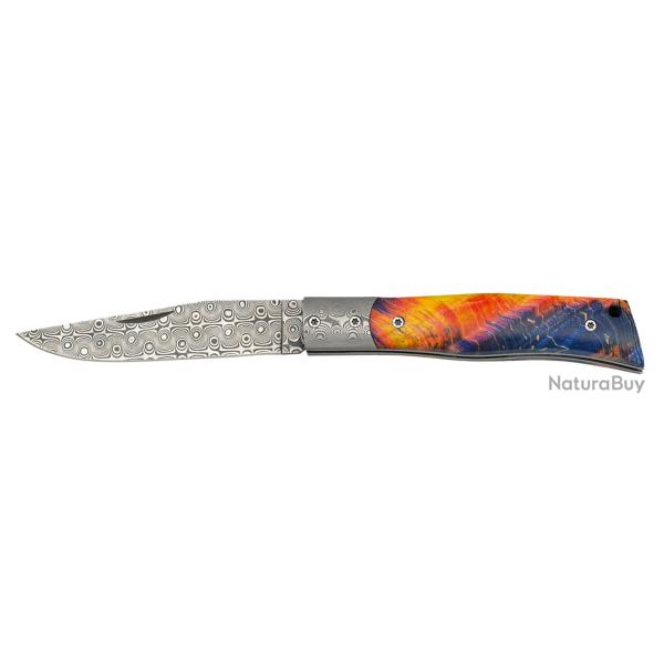 Couteau pliant DAMASCUS  manche bois et nacre  lame de 7.70 cm