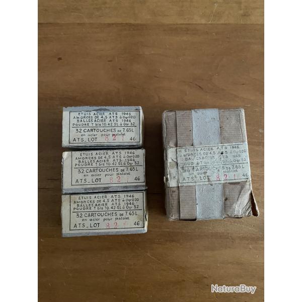Arm�e Fran�aise emballage vide de 96 cartouches avec 3 boites vides de 32 munitions de 7,65 long