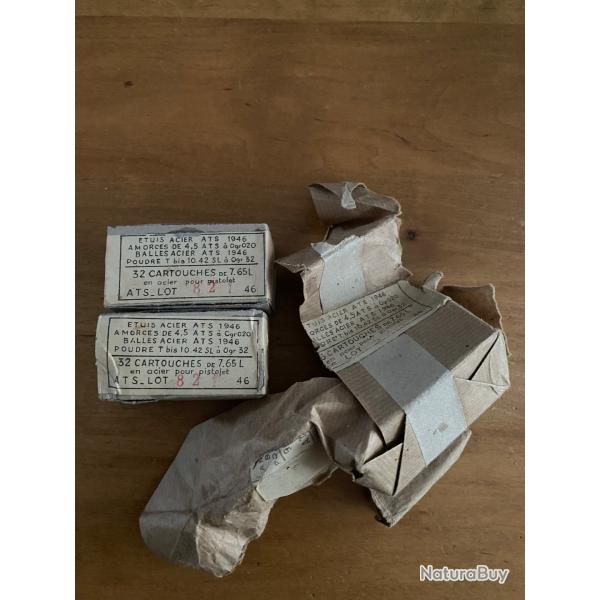 Arme Franaise emballage vide de 96 cartouches avec 2 boites vides de 32 munitions de 7,65 long