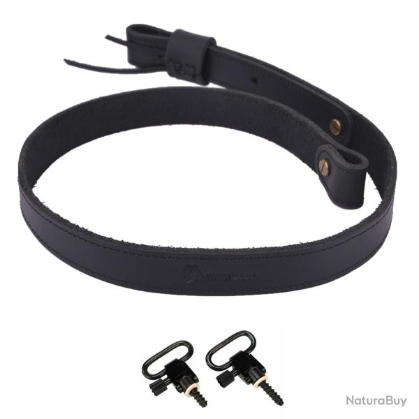 Sangle de fusil en cuir de vache de 1 pouce de large -*AVEC ATTACHES -* NOIR LIVRAISON GRATUITE!!!