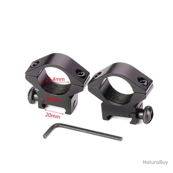 Lot de 2 colliers de montage 25,4 mm pour lunette de vis�e - Picatinny