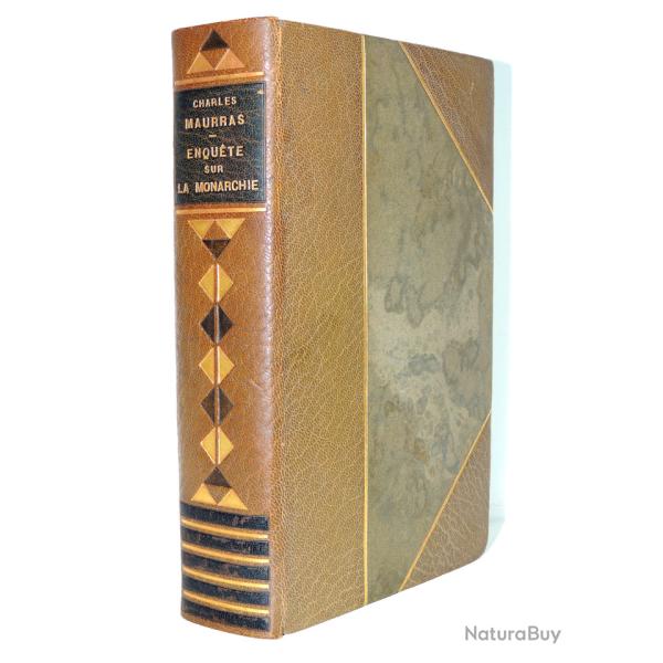 D�dicace Charles Maurras � Andr� Binet. Enqu�te sur la Monarchie. Reliure 1925