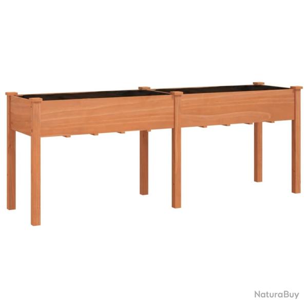 Jardini�re bac lit sur�lev� plantes fleurs terrasse jardin avec doublure 203 x 53 x 76 cm bois mass