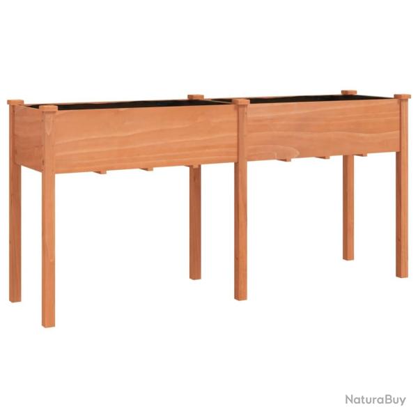 Jardini�re bac lit sur�lev� plantes fleurs terrasse jardin avec doublure 161 x 45 x 76 cm bois mass