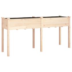 Jardini&egrave;re bac lit sur&eacute;lev&eacute; plantes fleurs terrasse jardin avec doublure 161 x 45 x 76 cm bois mass