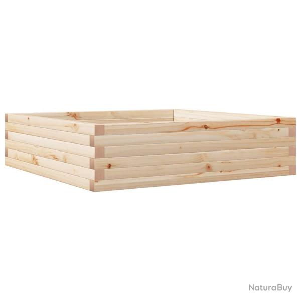 Jardinire bac lit surlev plantes fleurs terrasse jardin 90 x 90 x 23 cm bois de pin massif marro