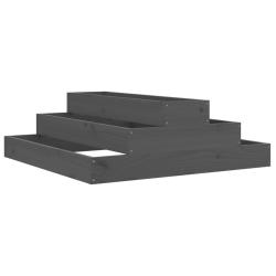 Jardini&egrave;re bac lit sur&eacute;lev&eacute; plantes fleurs terrasse jardin 80 x 80 x 27 cm bois massif de pin gris