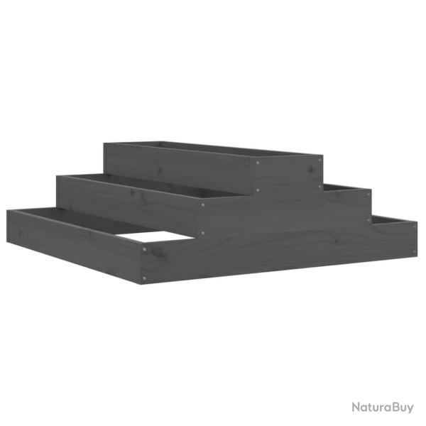 Jardini�re bac lit sur�lev� plantes fleurs terrasse jardin 80 x 80 x 27 cm bois massif de pin gris