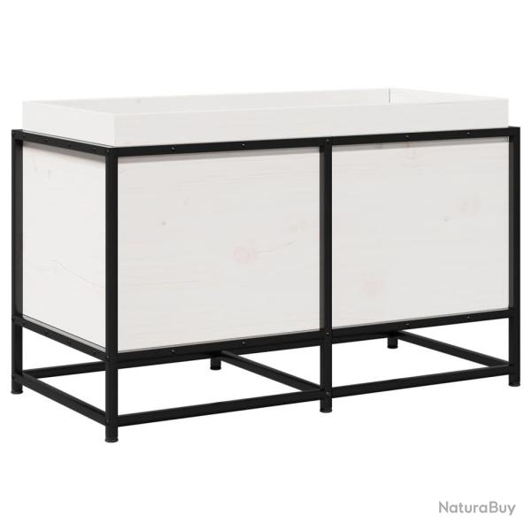 Jardini�re bac lit sur�lev� plantes fleurs terrasse jardin 80 x 40 x 50 cm bois de pin massif blanc