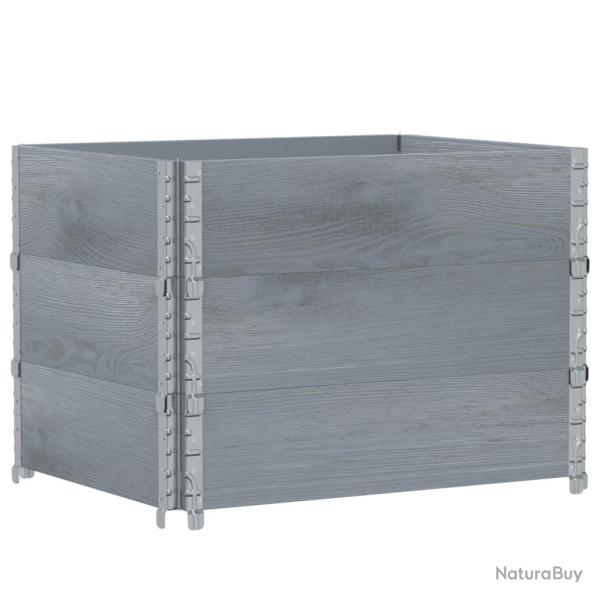 Jardini�re bac lit sur�lev� plantes fleurs terrasse jardin 80 x 60 cm bois massif de pin gris 02_00