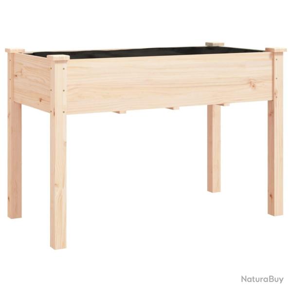 Jardini�re bac lit sur�lev� plantes fleurs terrasse jardin avec doublure 118 x 59 x 76 cm bois mass