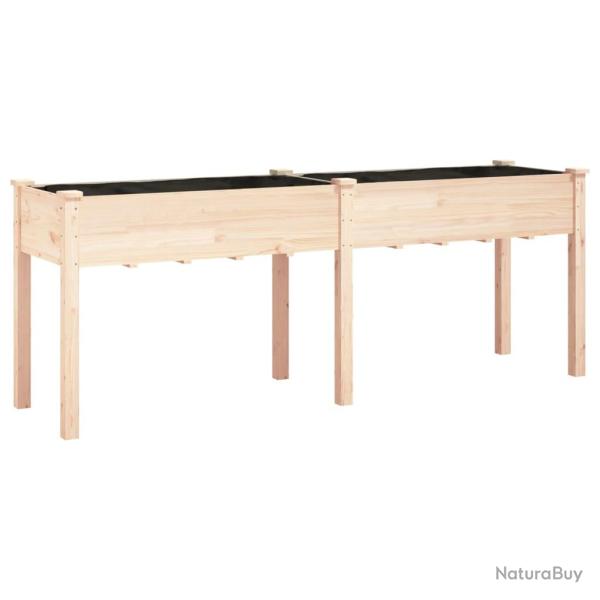 Jardini�re bac lit sur�lev� plantes fleurs terrasse jardin avec doublure 203 x 53 x 76 cm bois mass