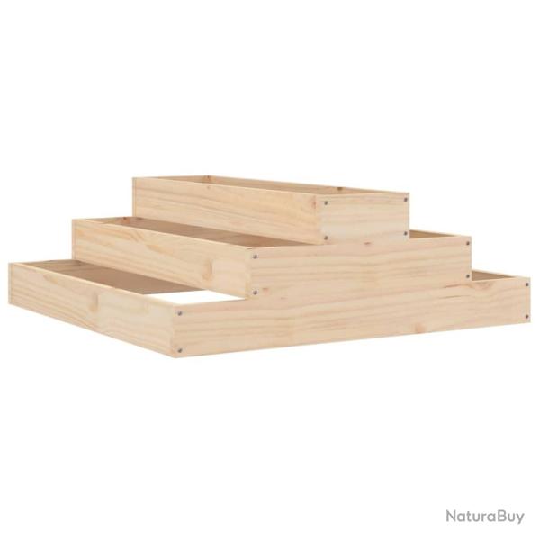 Jardini�re bac lit sur�lev� plantes fleurs terrasse jardin 80 x 80 x 27 cm bois massif de pin marro