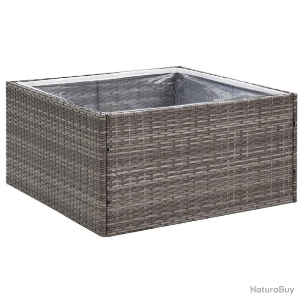Jardini�re bac lit sur�lev� plantes fleurs terrasse jardin 80 x 80 x 40 cm R�sine tress�e gris 02_0
