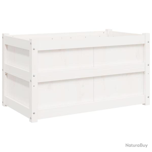 Jardini�re bac lit sur�lev� plantes fleurs terrasse jardin 90 x 50 x 50 cm bois de pin massif blanc