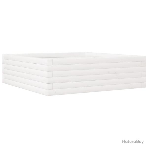 Jardini�re bac lit sur�lev� plantes fleurs terrasse jardin 80 x 80 x 23 cm bois de pin massif blanc