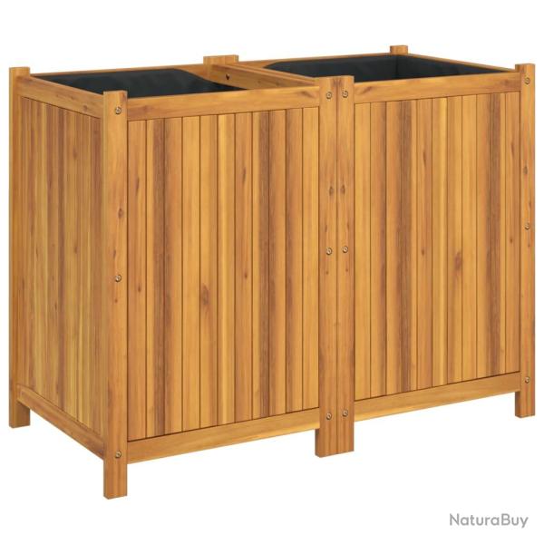 Jardini�re bac lit sur�lev� plantes fleurs terrasse jardin avec doublure 100 x 50 x 75 cm bois mass