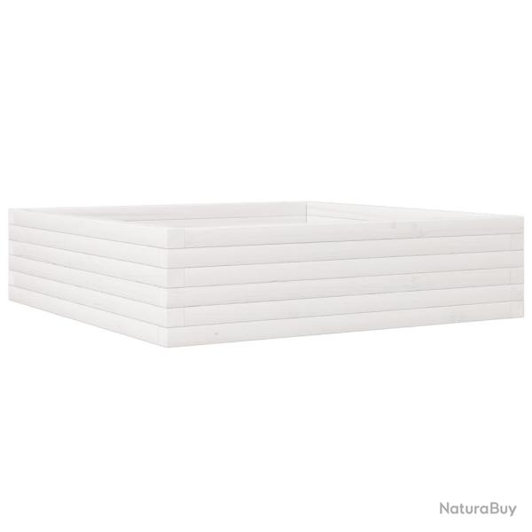 Jardini�re bac lit sur�lev� plantes fleurs terrasse jardin 90 x 90 x 23 cm bois de pin massif blanc