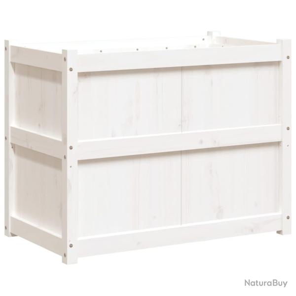 Jardini�re bac lit sur�lev� plantes fleurs terrasse jardin 90 x 50 x 70 cm bois de pin massif blanc