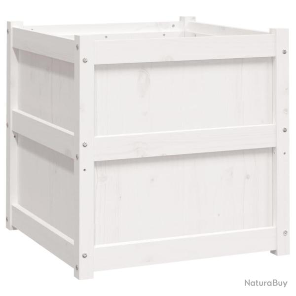 Jardini�re bac lit sur�lev� plantes fleurs terrasse jardin 60 x 60 x 60 cm bois de pin massif blanc