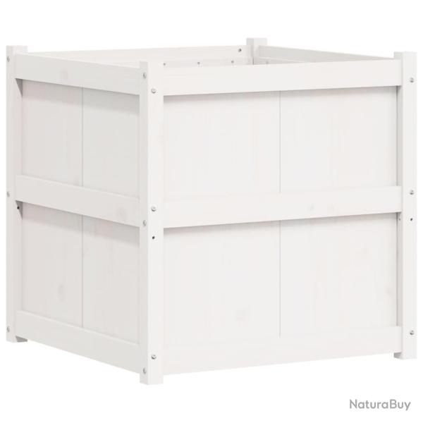 Jardini�re bac lit sur�lev� plantes fleurs terrasse jardin 70 x 70 x 70 cm bois de pin massif blanc