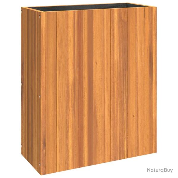 Jardini�re bac lit sur�lev� plantes fleurs terrasse jardin 59 x 27,5 x 70 cm bois massif d'acacia m