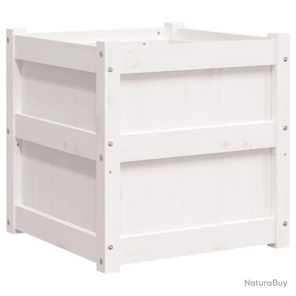 Jardini�re bac lit sur�lev� plantes fleurs terrasse jardin 50 x 50 x 50 cm bois de pin massif blanc