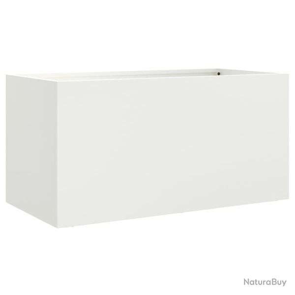 Jardini�re bac lit sur�lev� plantes fleurs terrasse jardin 62 x 30 x 29 cm acier blanc 02_0037738