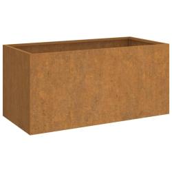 Jardini&egrave;re bac lit sur&eacute;lev&eacute; plantes fleurs terrasse jardin 62 x 30 x 29 cm acier corten marron 02_0