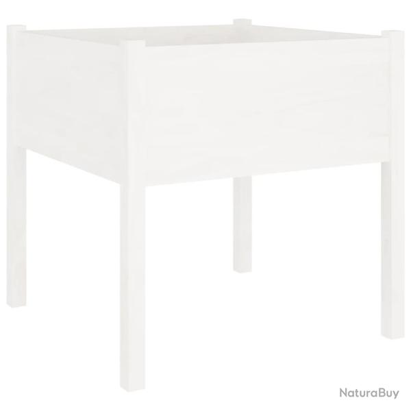 Jardini�re bac lit sur�lev� plantes fleurs terrasse jardin 70 x 70 x 70 cm bois de pin massif blanc