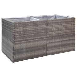 Jardini&egrave;re bac lit sur&eacute;lev&eacute; plantes fleurs terrasse jardin 157 x 80 x 80 cm R&eacute;sine tress&eacute;e gris 02_