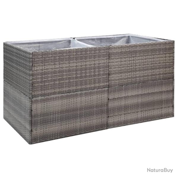 Jardini�re bac lit sur�lev� plantes fleurs terrasse jardin 157 x 80 x 80 cm R�sine tress�e gris 02_