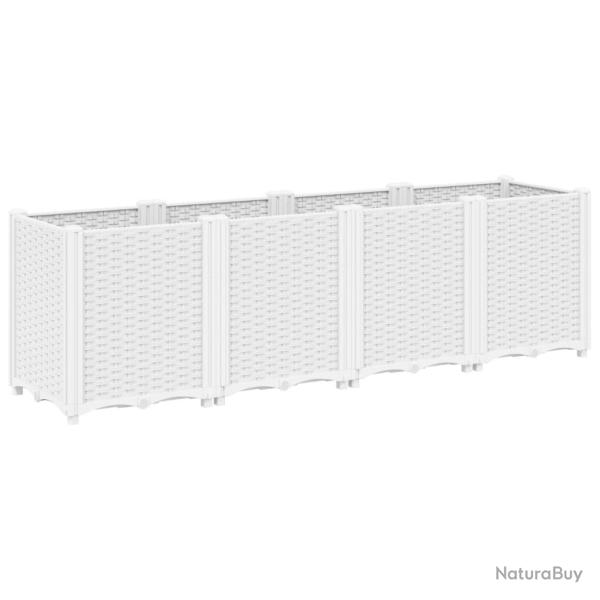 Jardini�re bac lit sur�lev� plantes fleurs terrasse jardin 160 x 40 x 53 cm polypropyl�ne blanc 02_