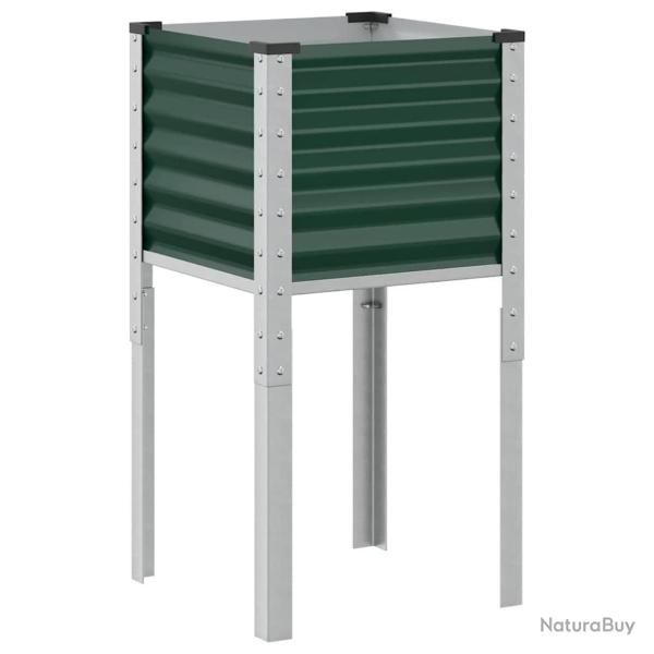 Jardini�re bac lit sur�lev� plantes fleurs terrasse jardin 45 x 45 x 88 cm acier vert 02_0037616