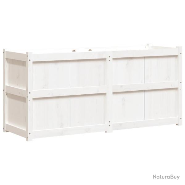 Jardini�re bac lit sur�lev� plantes fleurs terrasse jardin 150 x 50 x 70 cm bois de pin massif blan
