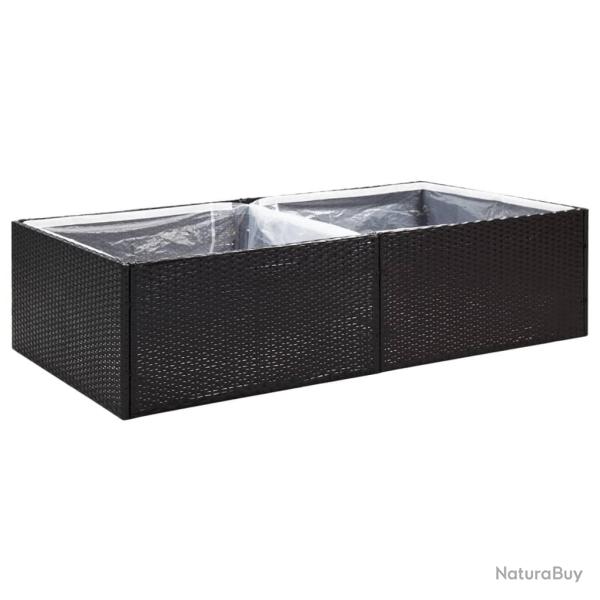 Jardini�re bac lit sur�lev� plantes fleurs terrasse jardin 157 x 80 x 40 cm R�sine tress�e noir 02_
