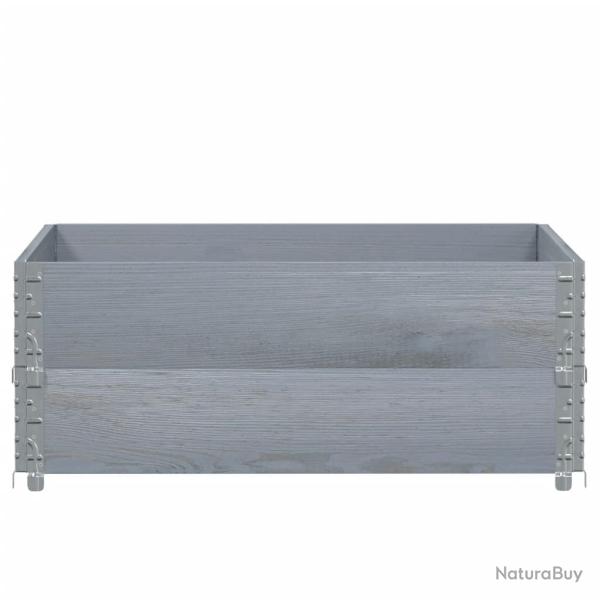 Jardini�re bac lit sur�lev� plantes fleurs terrasse jardin 100 x 100 cm bois de pin massif gris 02_