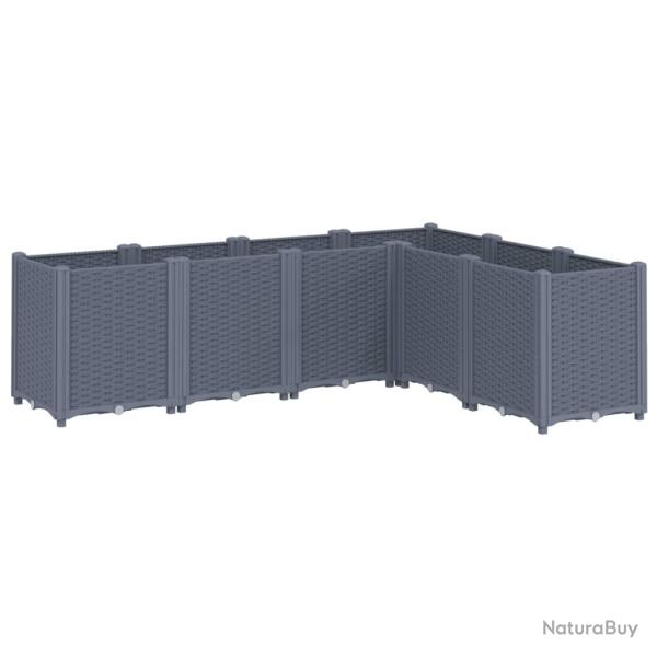 Jardini�re bac lit sur�lev� plantes fleurs terrasse jardin 160 x 120 x 53 cm PP gris 02_0037456