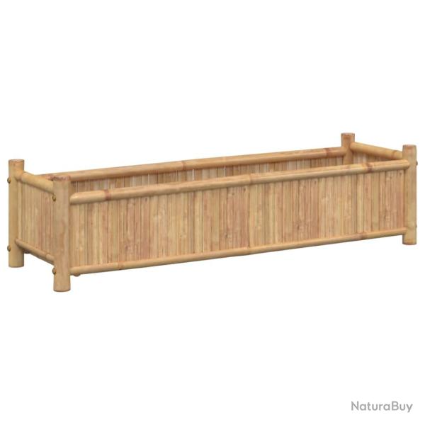 Jardini�re bac lit sur�lev� plantes fleurs terrasse jardin 100 x 30 x 25 cm bambou marron 02_0037265