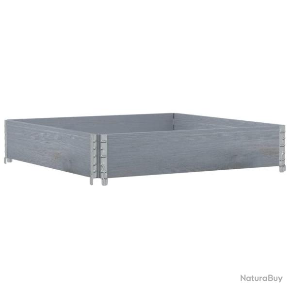 Jardini�re bac lit sur�lev� plantes fleurs terrasse jardin 100 x 100 cm bois de pin massif gris 02_